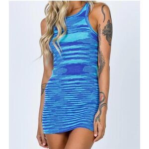 Princess Polly knit tank dress Sz 2 blue mini bodycon summer Elish
